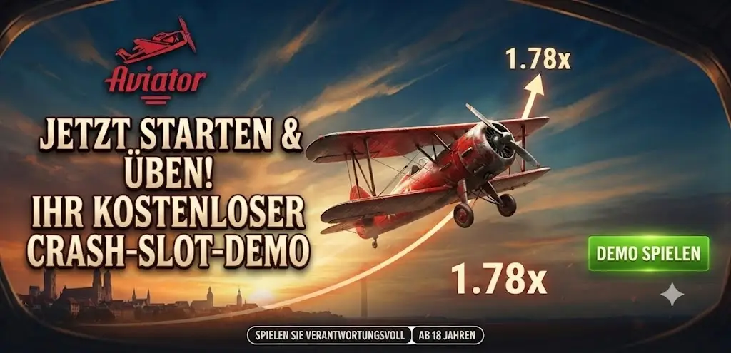 Aviator Demo Version mit rotem Flugzeug und Testguthaben